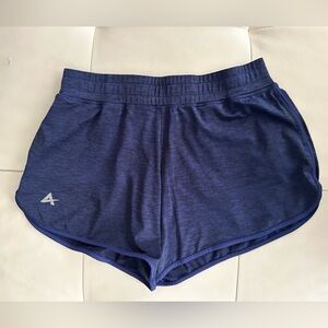 Blue Athletic Shorts with Elastic Waistband and Curved Hem